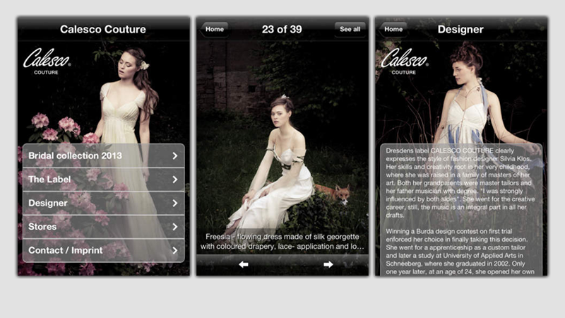 Fashionguide - iPhone App für das Dresdner Fashion Label Calesco Couture