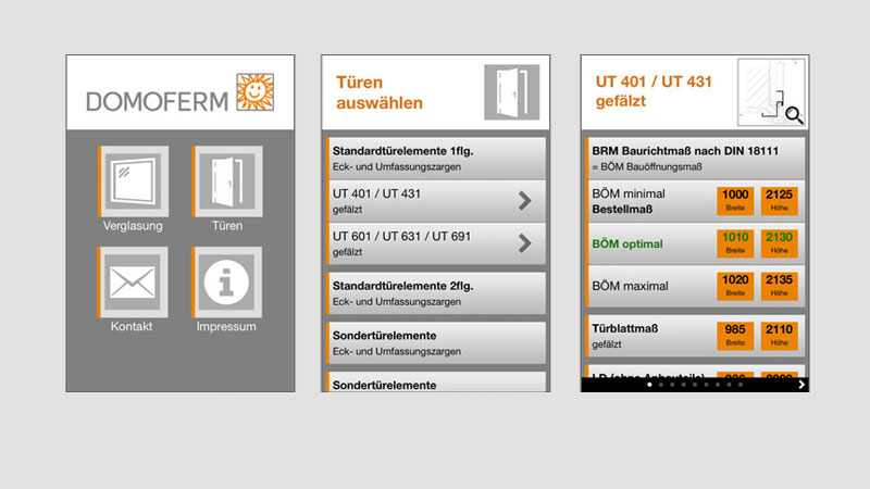 Berechnungsprogramm für Wandöffnungen für Tür- und Verglasungselemente - BBE Domoferm mit neuen Apps