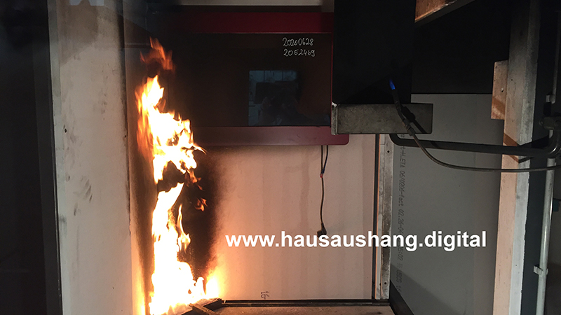 Brandprüfung, Display, digitaler Hausaushang