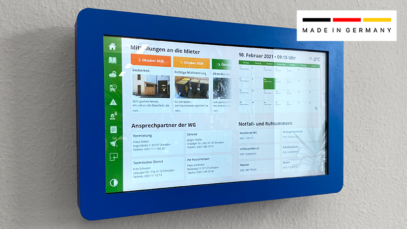 Digitale Mieterinformationen im Treppenhaus ersetzen Korkpinnwand