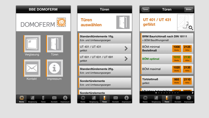 Berechnungsprogramm für Wandöffnungen für Tür- und Verglasungselemente - BBE Domoferm mit neuen Apps