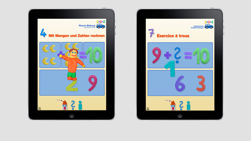 Rechnen lernen, iPhone iPad App, Kinder, Lernspiel, Planet Bildung