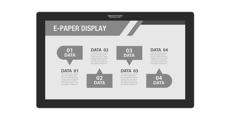Public E-Paper Monitor, E-Paper Display, E-Paper Signage, Bildschirm, Infoterminal, Kiosksystem, Wandterminal