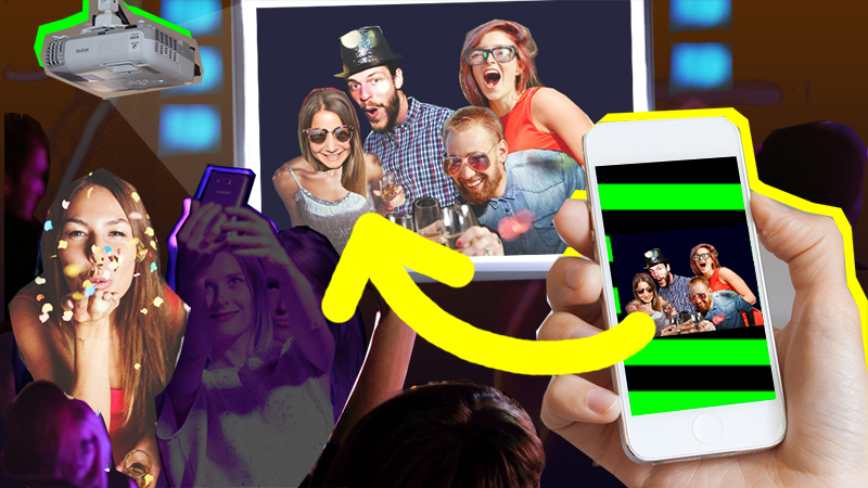 Selfiewall - Party Slideshow, Fotos vom Handy auf den Beamer posten